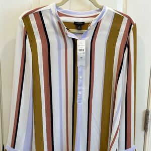 Ann Taylor Striped Size Medium Long Sleeve Blouse